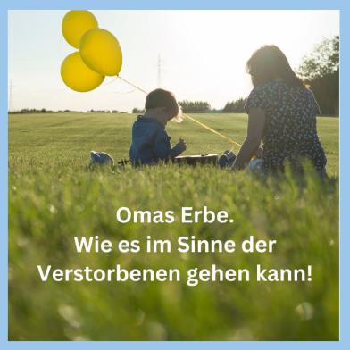Großmutter mit Enkelkind auf einer Wiese als Symbol für generationsübergreifende Werte