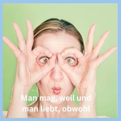 Frau mit gespielter Brille aus Fingern als Symbol für Wahrnehmung