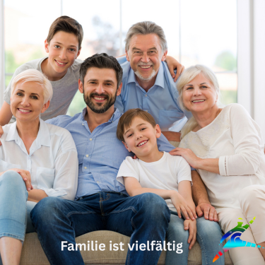Symbolbild einer Familie mit mehreren Generationen, die Nähe und Zusammenhalt zeigen