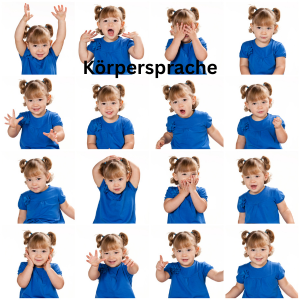 Symbolbild zur Körpersprache beim Zuhören mit verschiedenen Gesten und mimischen Ausdrucksformen